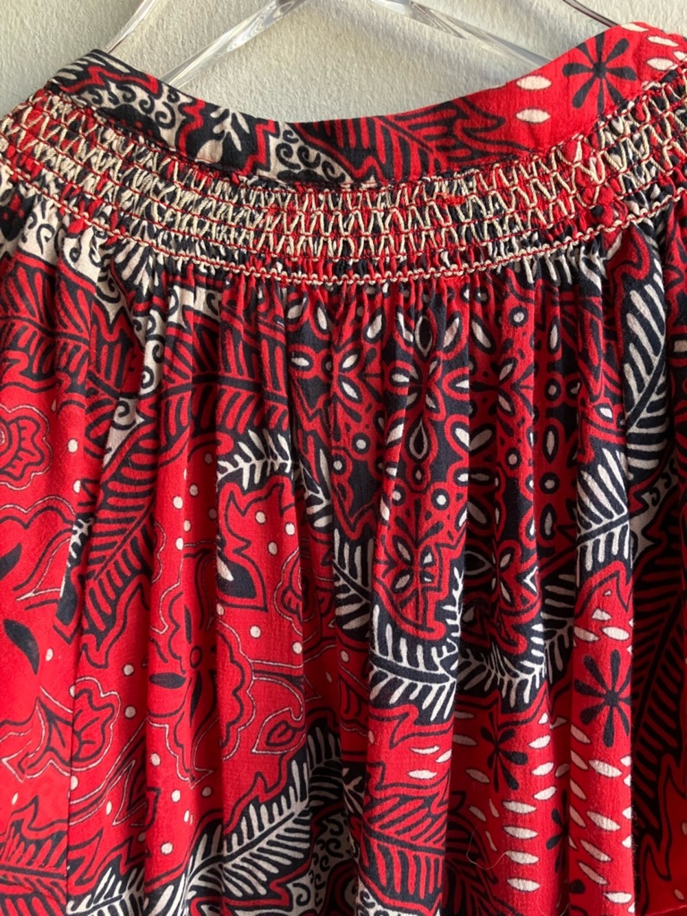 XiRENA Sumer Top Size XS Fire Red 100% Cotton Paisley Short Sleeve Blouse Resort - Picture 5 of 9